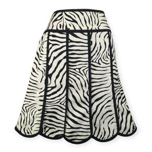 Nanette Lepore Zebra tulip skirt Black white A-line USA Made Career XS 2